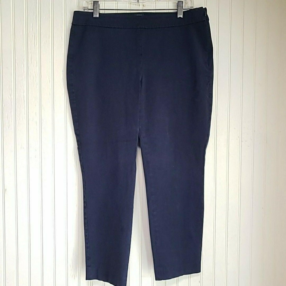 Talbots Chatham Ankle Pants Womens 10P Blue Twill‎ Stretch Chino Flat Front